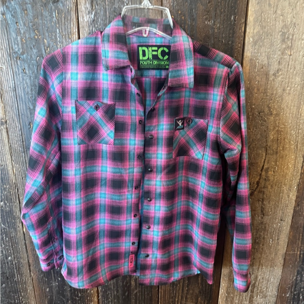 DIXXON Pink and Blue Plaid Kids Button Down Shirt